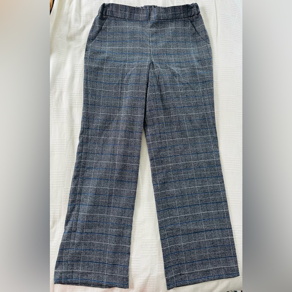 Kasper Women's Blue Plaid Wide Leg Pants